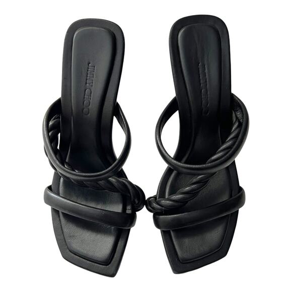 JIMMY CHOO Diosa Leather Mules EU 36 US 5 - 5.5 Black Twisted Strap Sandals - Picture 6 of 12
